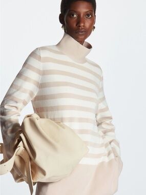 COS A Line roll neck top tunic in organic cotton size small NWT